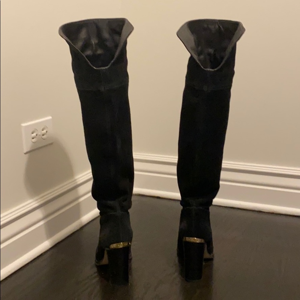 Suede Leather Black Michael Kors OverTheKnee Boots - Picture 3 of 4